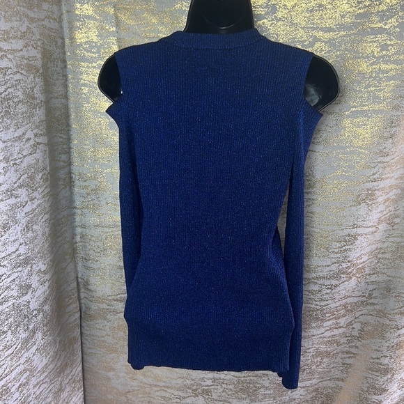 Clockhouse Blue Glittery Open Shoulder Stretchy Sweater Size M - Picture 8 of 15